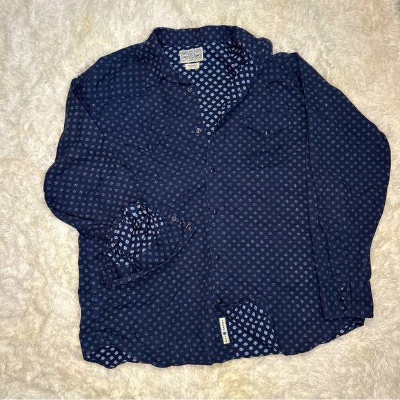 Lucky brand pearl button up long sleeve shirt snowflake pattern navy XXL - Picture 1 of 6